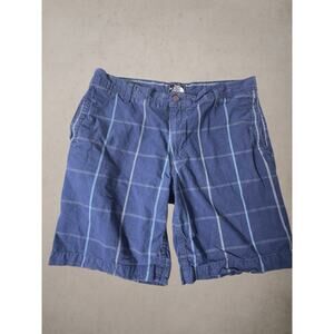 The North Face Shorts Mens 36 Blue Plaid Outdoor Hiking Cotton